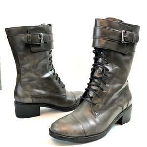 Cole Haan Nike Air Lace Up Combat Moto Boot Grey 6